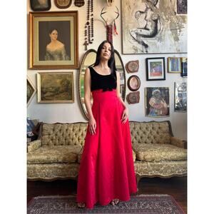 Vintage Scott McClintock Red and Black Velvet Dress Size 8